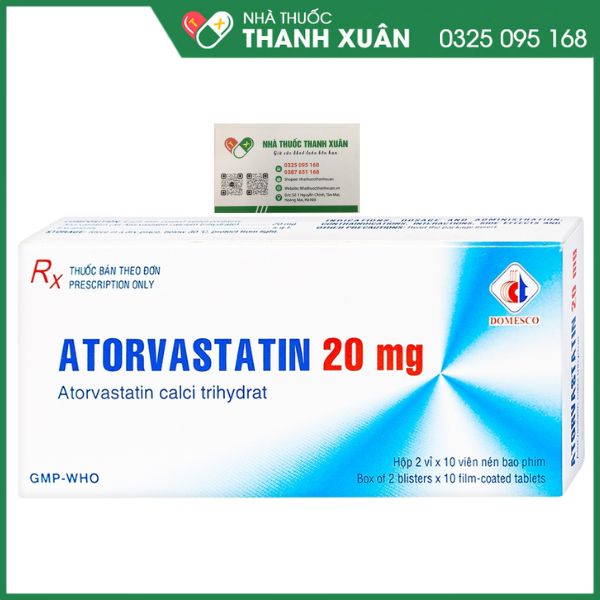 Atorvastatin 20 mg - Trị rối loạn lipid huyết, dự phòng tiền phát